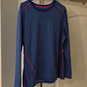 Striped Blue and Pink Long Sleeve Shirt Reel Legends Womens 1X